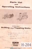 Hypneumat-Hypneumat LS300 E-6, Drilling and Tapping, Operations and Parts Manual 1966-LS300-02